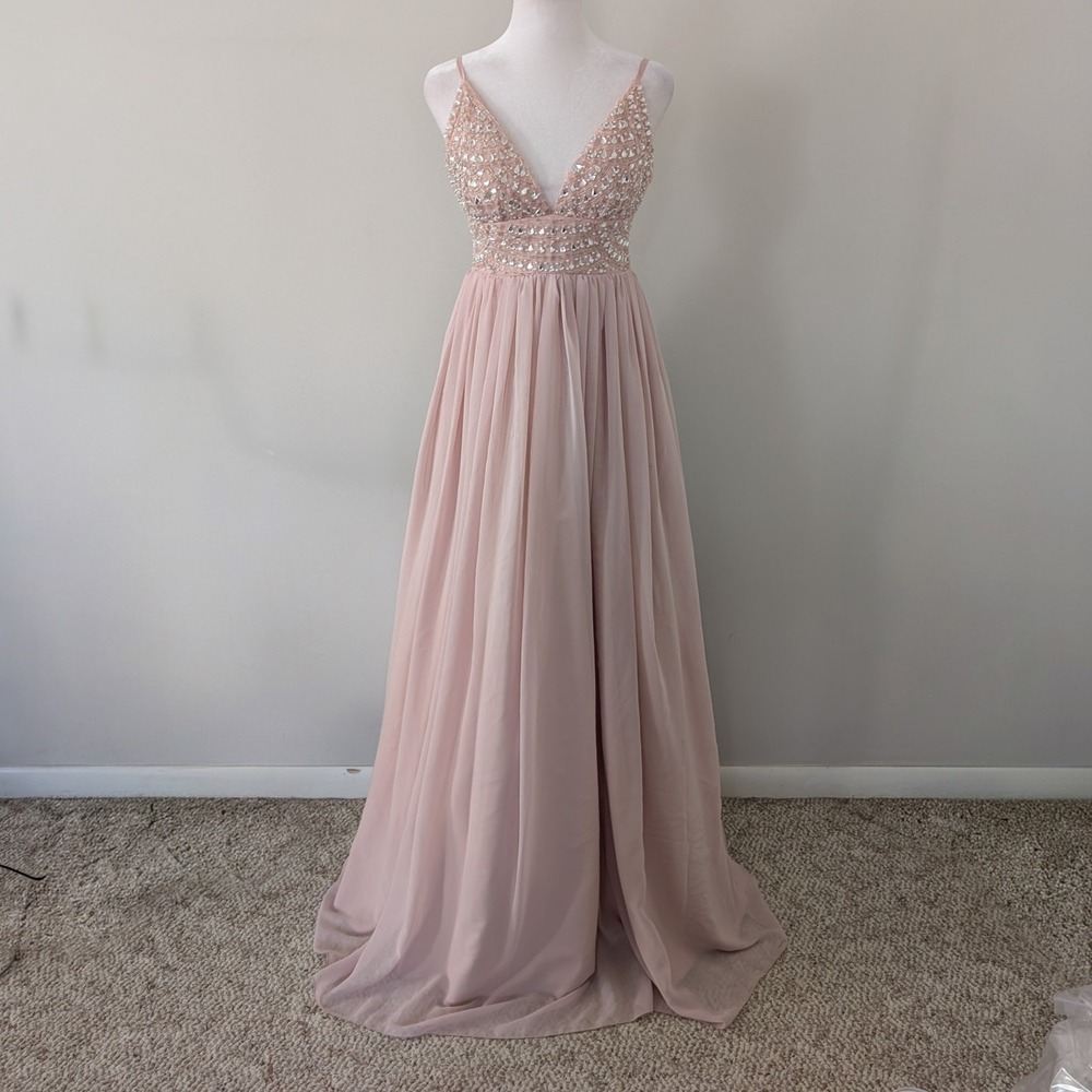 Speechless Elegant Maxi Dress SIZE‎ 7 Prom Babydoll Rhinestones Princess Blush
